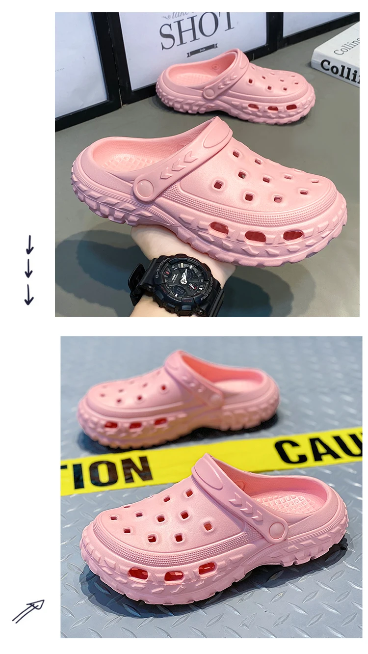 Baotou – pantoufles de printemps pour hommes et femmes, pantoufles d'extérieur, de plage, de jardin, populaires, antidérapantes, chaussures à trou inférieur_voghion.com