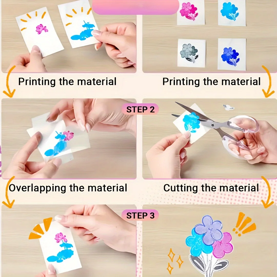 3PCS Holographic Laser Thermal Stickers Colorful Transparent Self-Adhesive Labels,Suitable for Mini Portable Printer, 57mm X 2.5