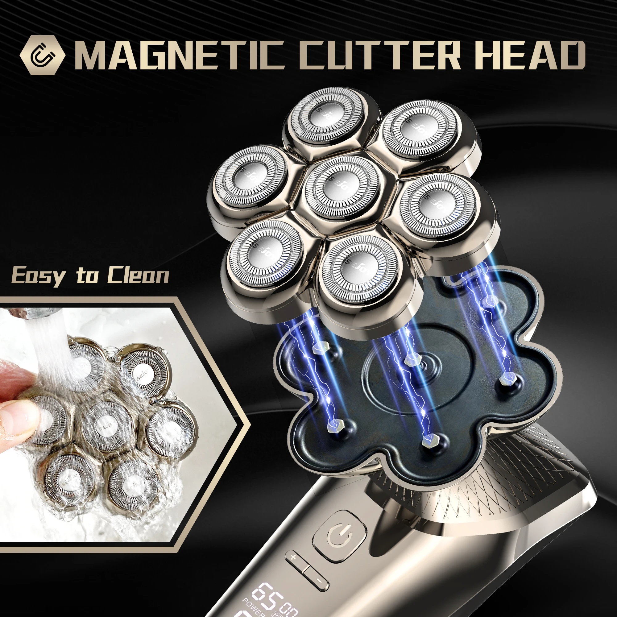 Sejoy 5 IN 1 LED Display Electric Head Shavers with Nose & Ear Trimmer for Bald Men 7 Floating Heads Bald Head Shavers for Men 5