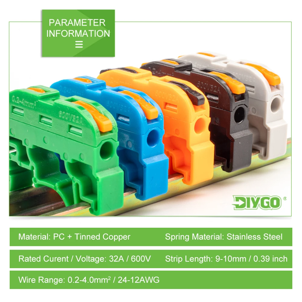 10pcs Din Rail Terminal Block Wire Connector 211 Quick Wire Compact Splicing Conductor Fast Cable Connector Conductor