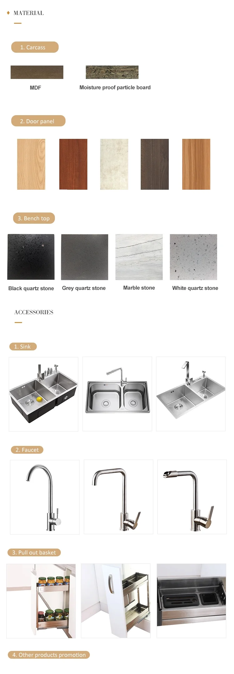 Made New Design Kitchen Furniture Solid Wood Kitchen Cabinets