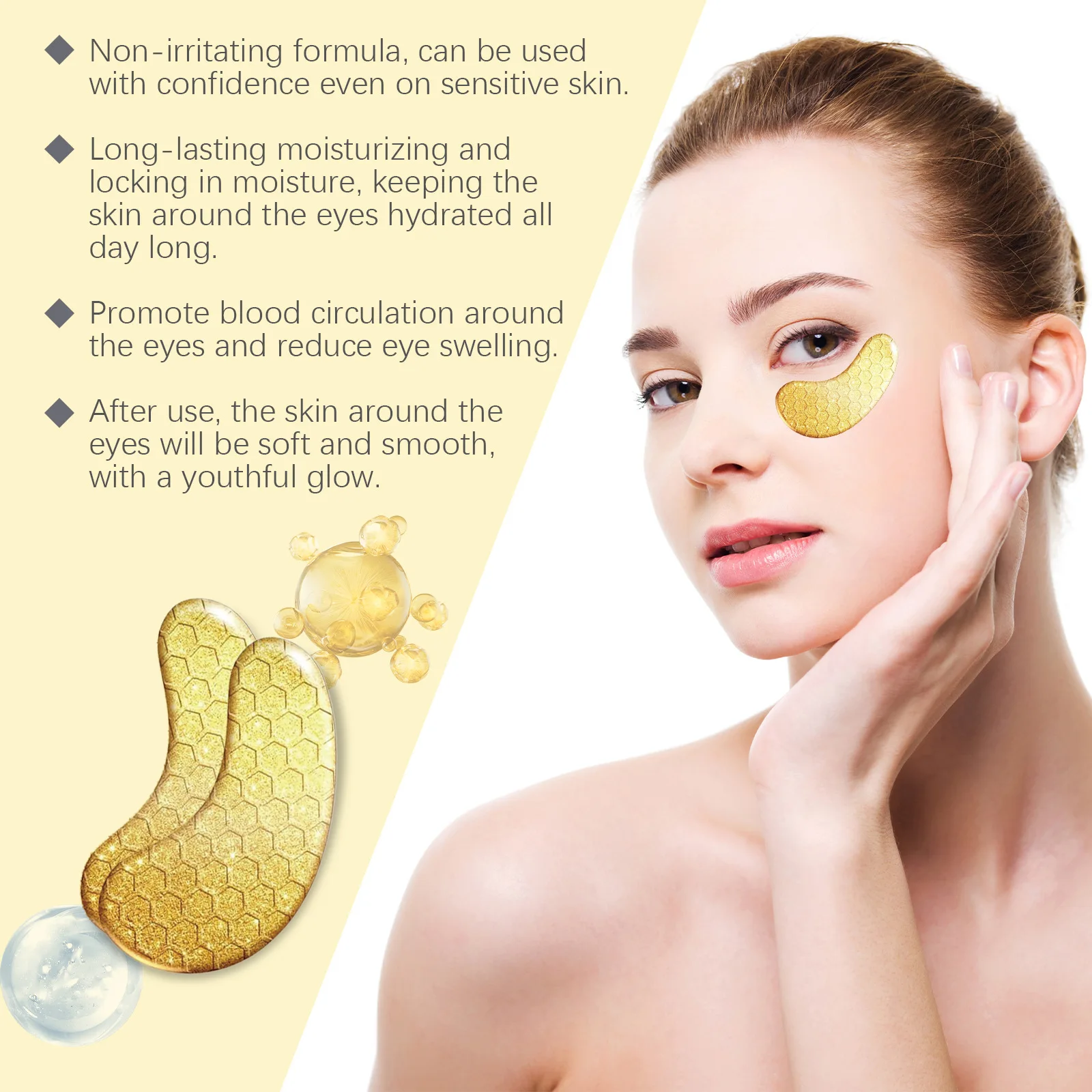 24k Gold Eye Patches Fade Fine Line Eye Bags Anti-Puffiness Dark Circle Remover Moisturize Nourish Retinol Collagen Lifting Mask 3