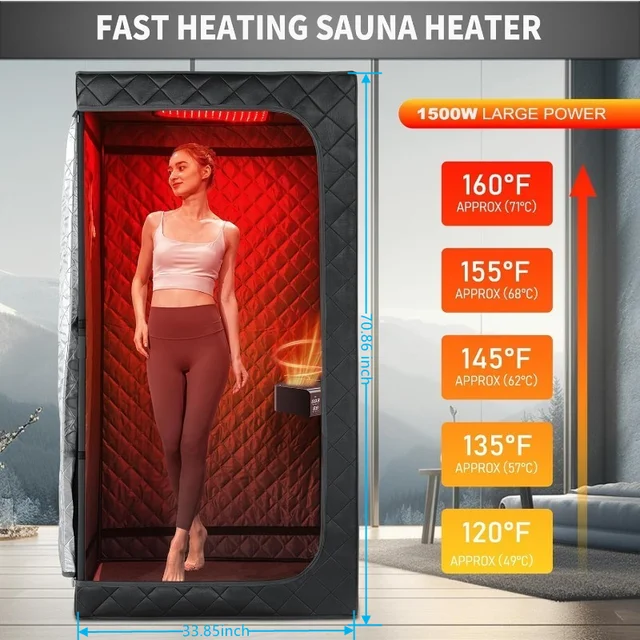 ชุดซาวน่าอินฟราเรดไกลสำหรับใช้ในบ้าน พร้อมแผงทำความร้อนแสงสีแดง 660 นาโนเมตร 160 ℉ 1