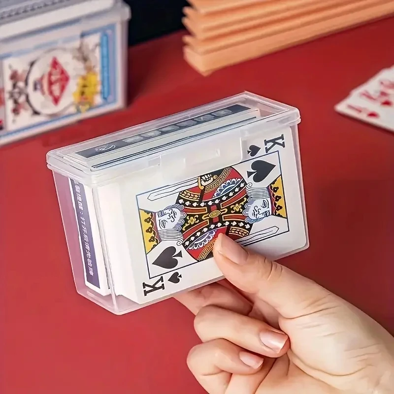 1/3/4pcs Playing Card Box, Clear Deck Case, Two Poker Images Can Be Placed (NO Cards) Christmas, Halloween, Thanksgiving Gift