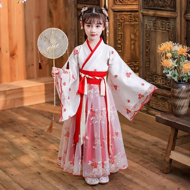 

Детские традиционные китайские танцевальные костюмы Hanfu, сценическое платье, танцевальный костюм