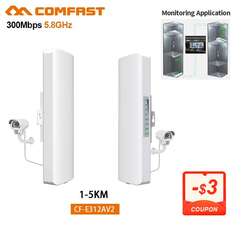 thumbnail image 1 of Enrutador inalámbrico para exteriores Comfast 5KM 300Mbps, puente CPE, extensor de señal Wifi de largo alcance de 5 GHz, punto de acceso, repetidor/amplificador, 1 of 4