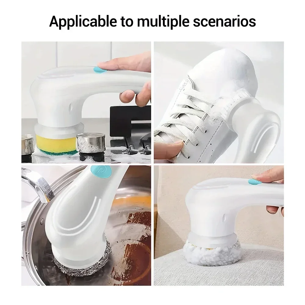 Electric Cleaning Brush Wireless Household Electric Cleaning Brush 5-in-1 Multifunctional USb Charging Bathroom Kitchen Cleaning Tool Supplies Wash Brush