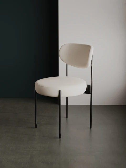 Italian Minimalist Light Luxury Dining Chair - Red Cream