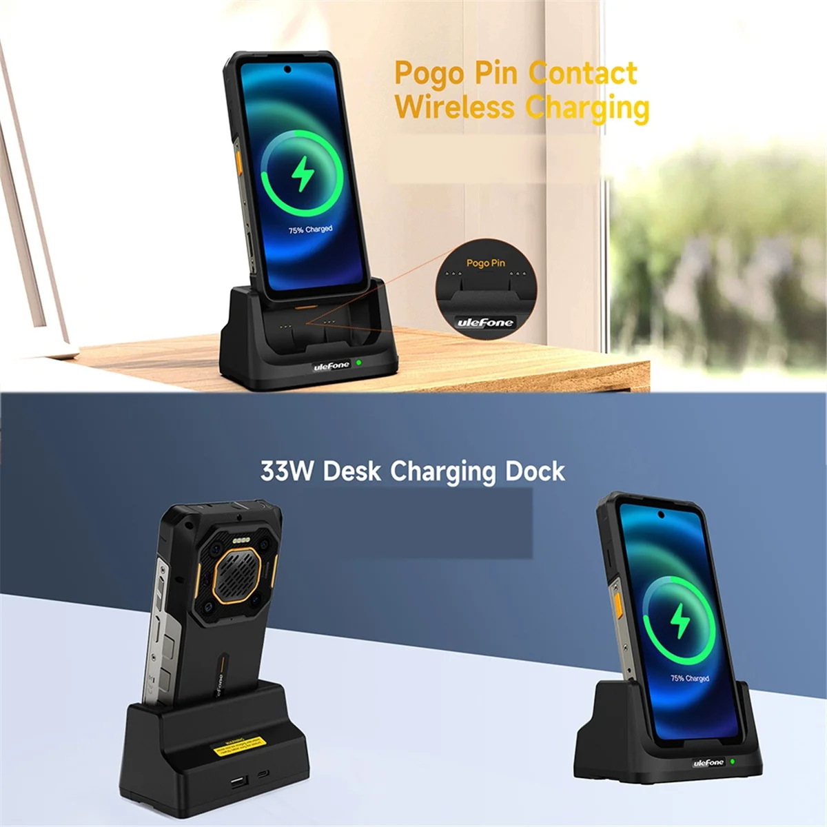UAS22 33W Desk Charging Dock Fast Charging Station for Armor 26 Ultra