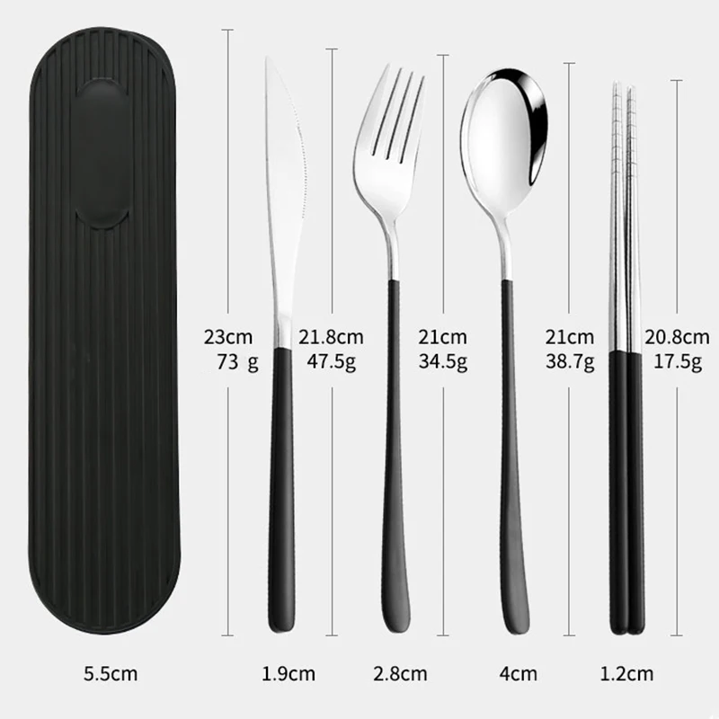 Reusable Utensils Set With Case Portable Travel Utensils Cutlery Set  Stainless Steel Flatware Set For Camping 8pcs Including Dinner Knife Fork  Spoon C