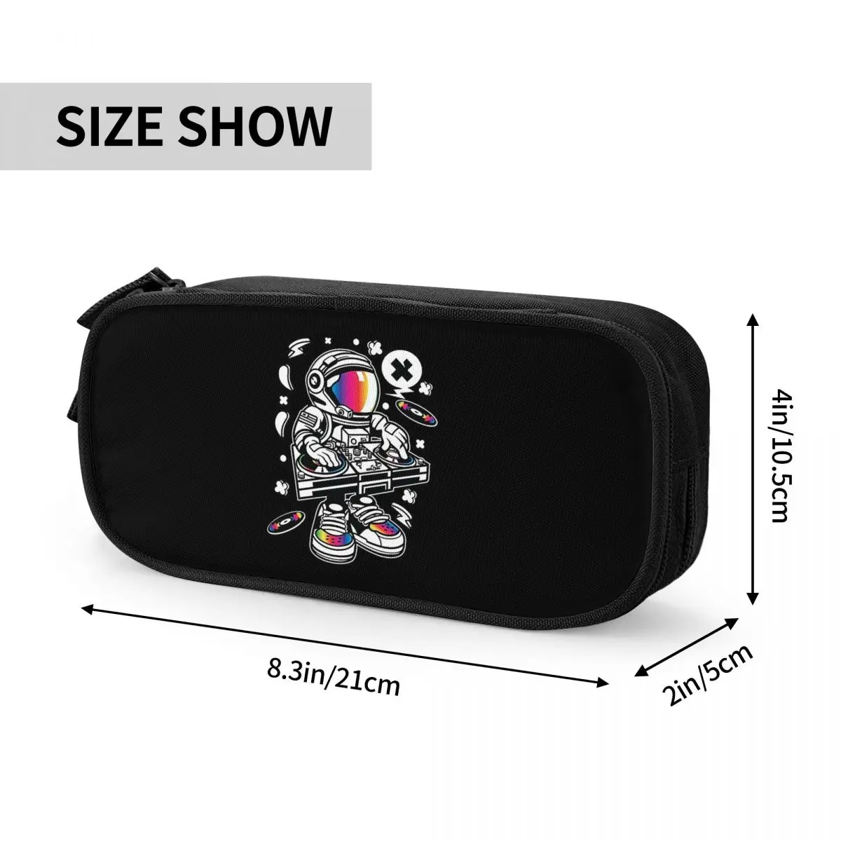 우주에서의 우주비행사 DJ 연주하는 모습 학생용 필통, 학교용 펜 박스, 대용량 필통
