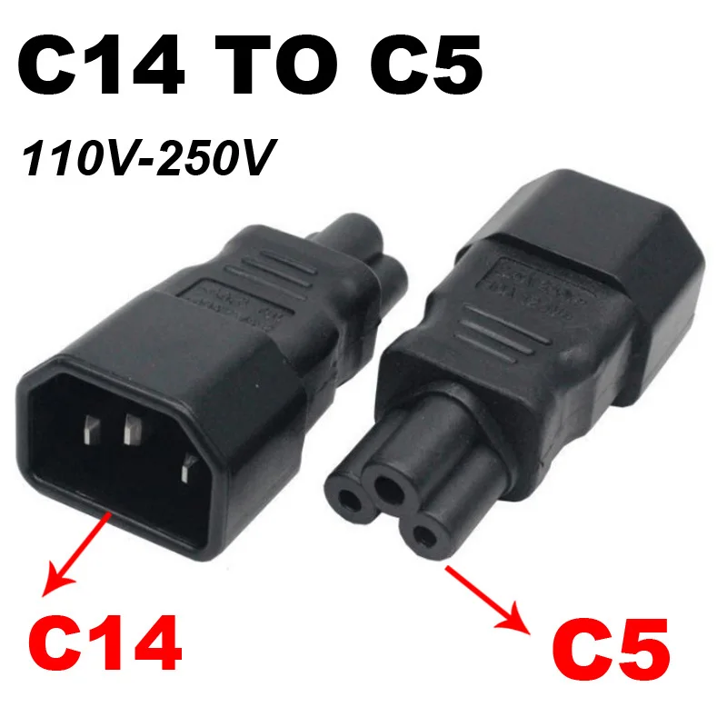 Новый универсальный адаптер питания на 10 А, переходник IEC 320 C14 в C5, переходник с C5 на C14, штепсельная вилка переменного тока, 3-контактный разъем IEC320 C14