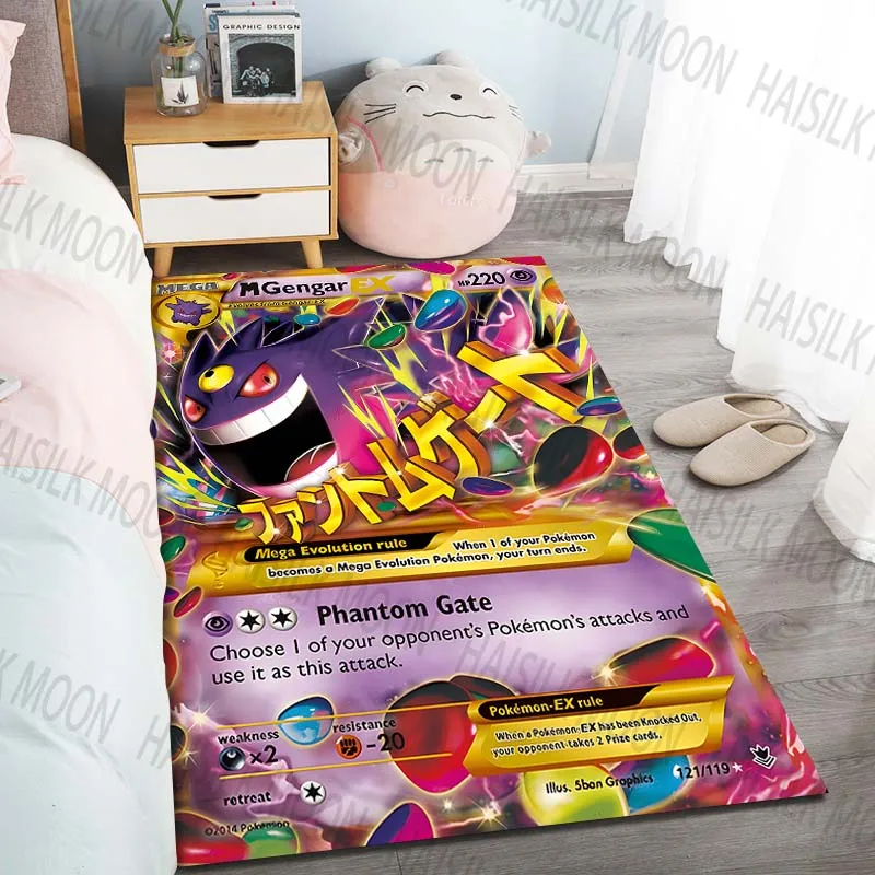 15 Sizes Gengar Pok&eacute;mon Cards Pattern Carpets for Living Room Bedroom Sofa Floor Mat Anti-slip Rugs Kid's Room Play Mat Gifts