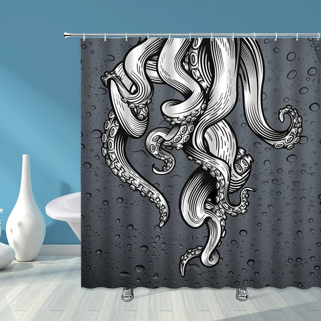 Octopus Tentacle Shower Curtain,Nautical Giant Ocean Kraken