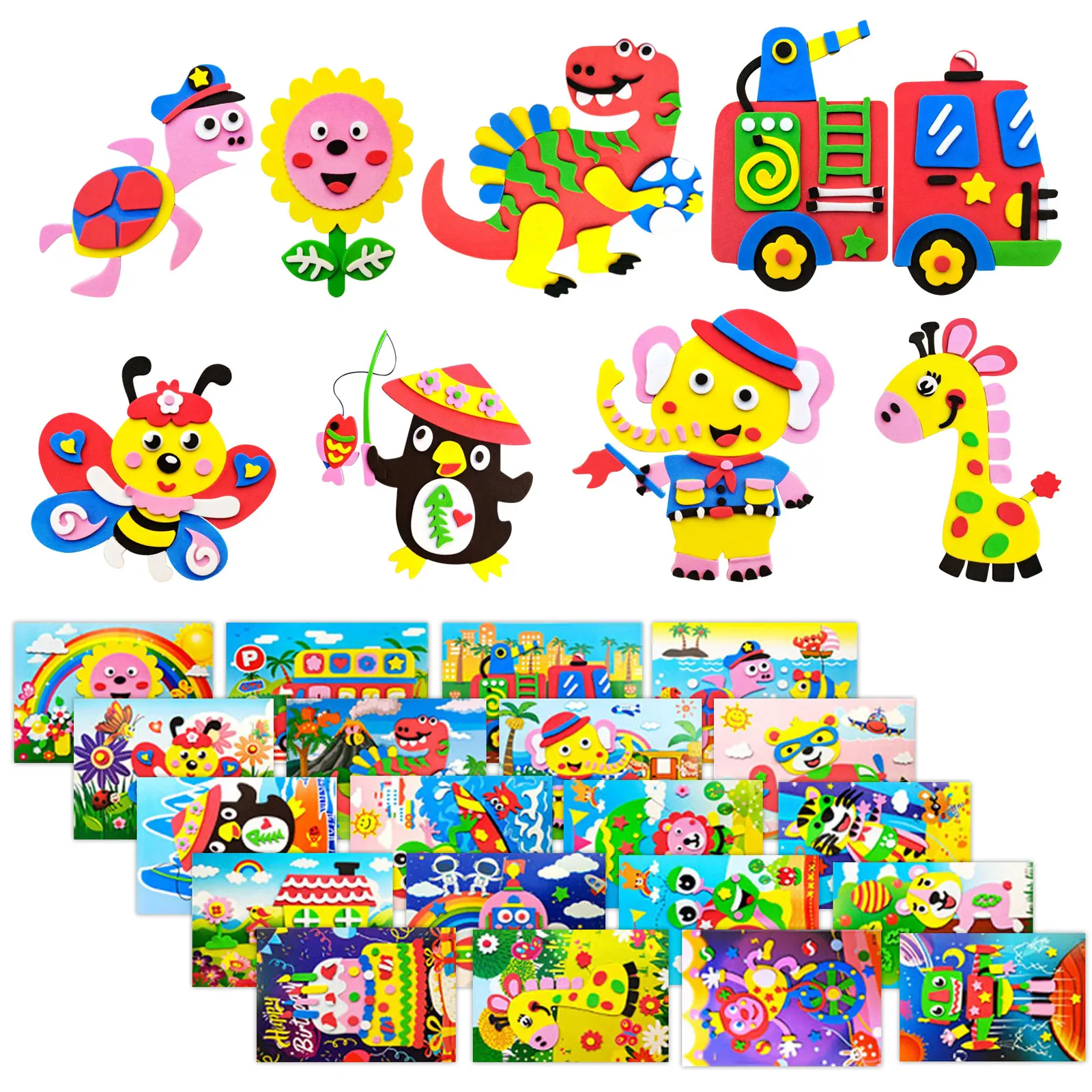 3D EVA Foam Sticker Puzzle DIY Cartoon Animal Educational Toys for Toddlers Kids Art Craft Kits Creative Activity Birthday Gifts 1
