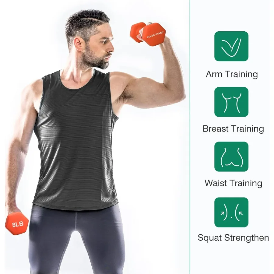 8lb Pair Dumbbell Hand Weight – Neoprene Dumbbell Exercise & Fitness For Home Gym Equipment and Adjustable Dumbbell Sets–Non-Sli