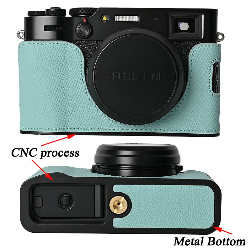 Fujifilm x100viおよびx100v用の手作り本革カメラケース,ハーフ
