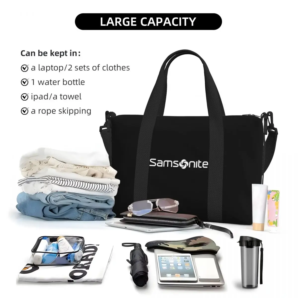 Travel Bags Samsonites Tote Bag Women Large Capacity Beach Gym Shoulder Travel Bag Canvas Tote Bag