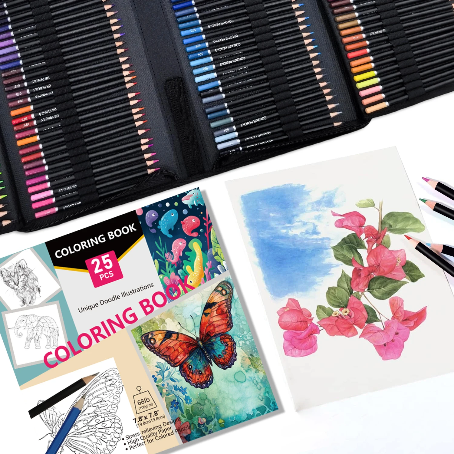 Deluxe Artist Sketching & Coloring Set with Travel Case and Bonus Coloring Book