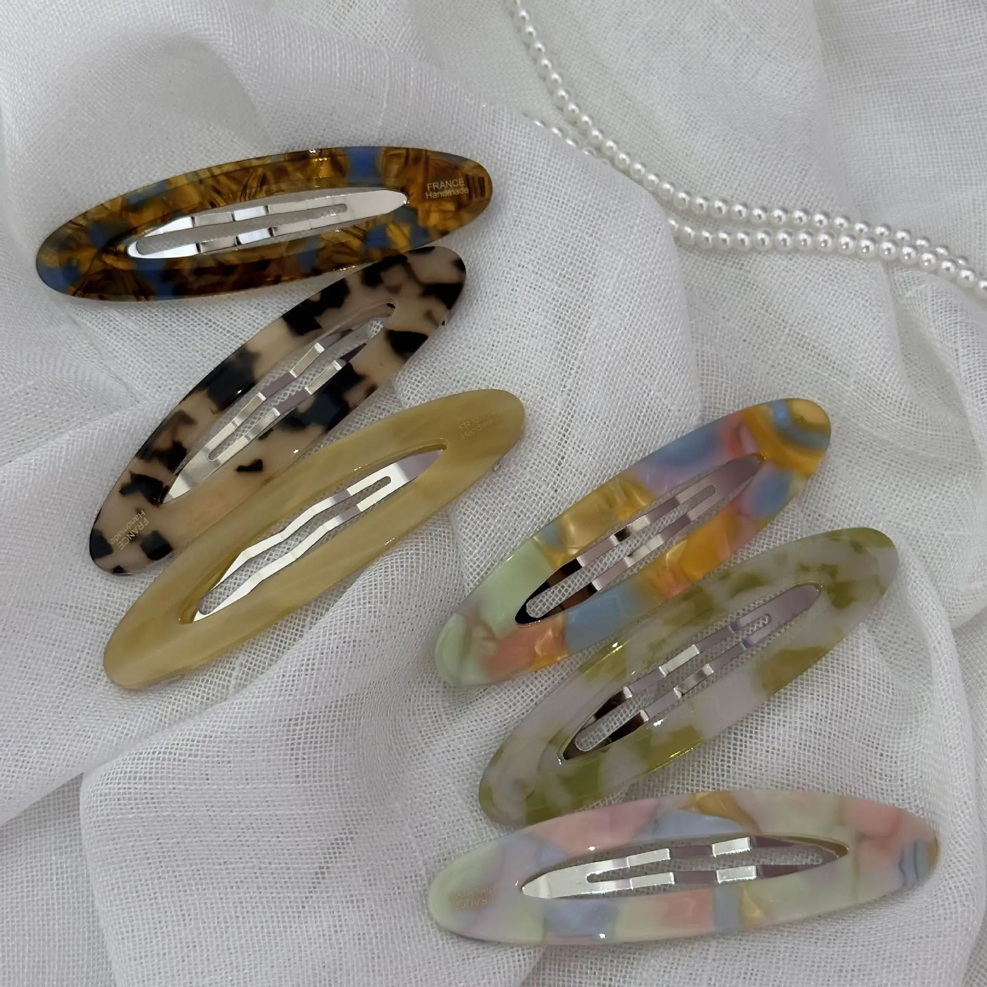 

New Colorful Acetate Hairpin Edge Clip 2023 New Fashion Geometric Hollow Oval Long Style BB Clip Barrettes Hair Accessories