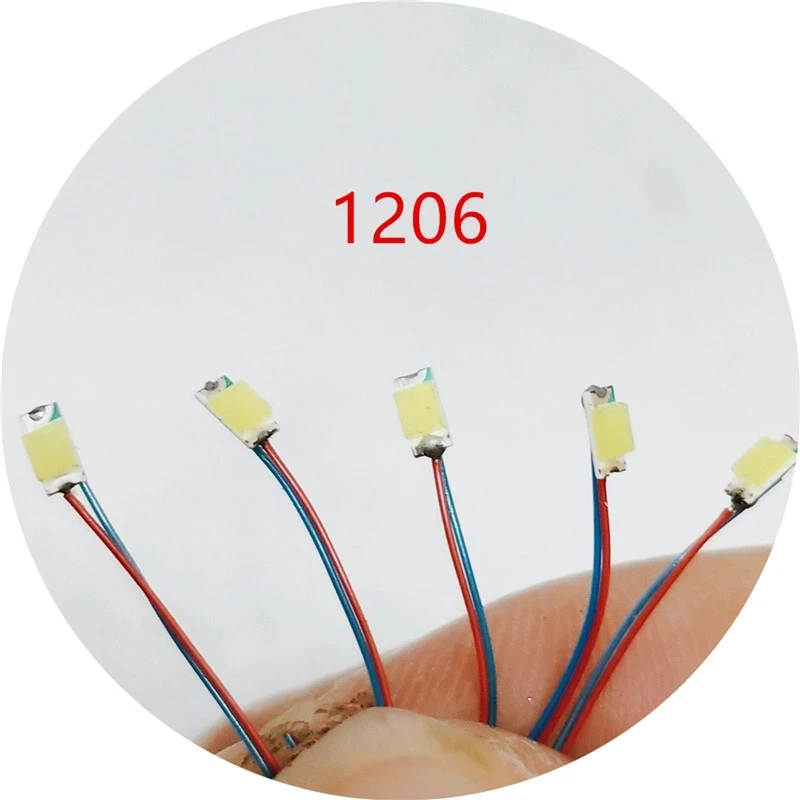 10pcs/lot wired 20cm long 7-color LED patch lights 4 sizes 1206 0805 0603 0402 Building microscene toy layout lights 2