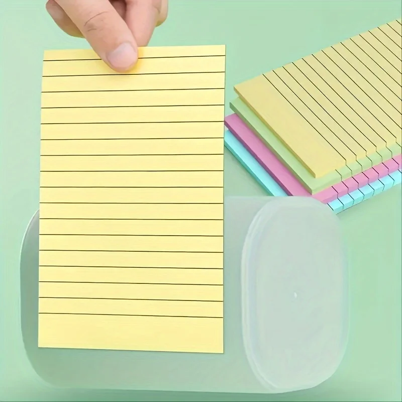 200sheets Line Sticky Notes 4 Colors Portable Student Note Marker Writing Sticky Notes, Self-Adhesive Easy To Apply Notepad Offi - 2
