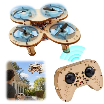 Kit di Montaggio Drone RC Modello STEM con Mantenimento dell'Altitudine, Modelli Educativi di Aerei in Legno, Puzzle di Droni in Legno, Giocattolo Educativo, Regalo