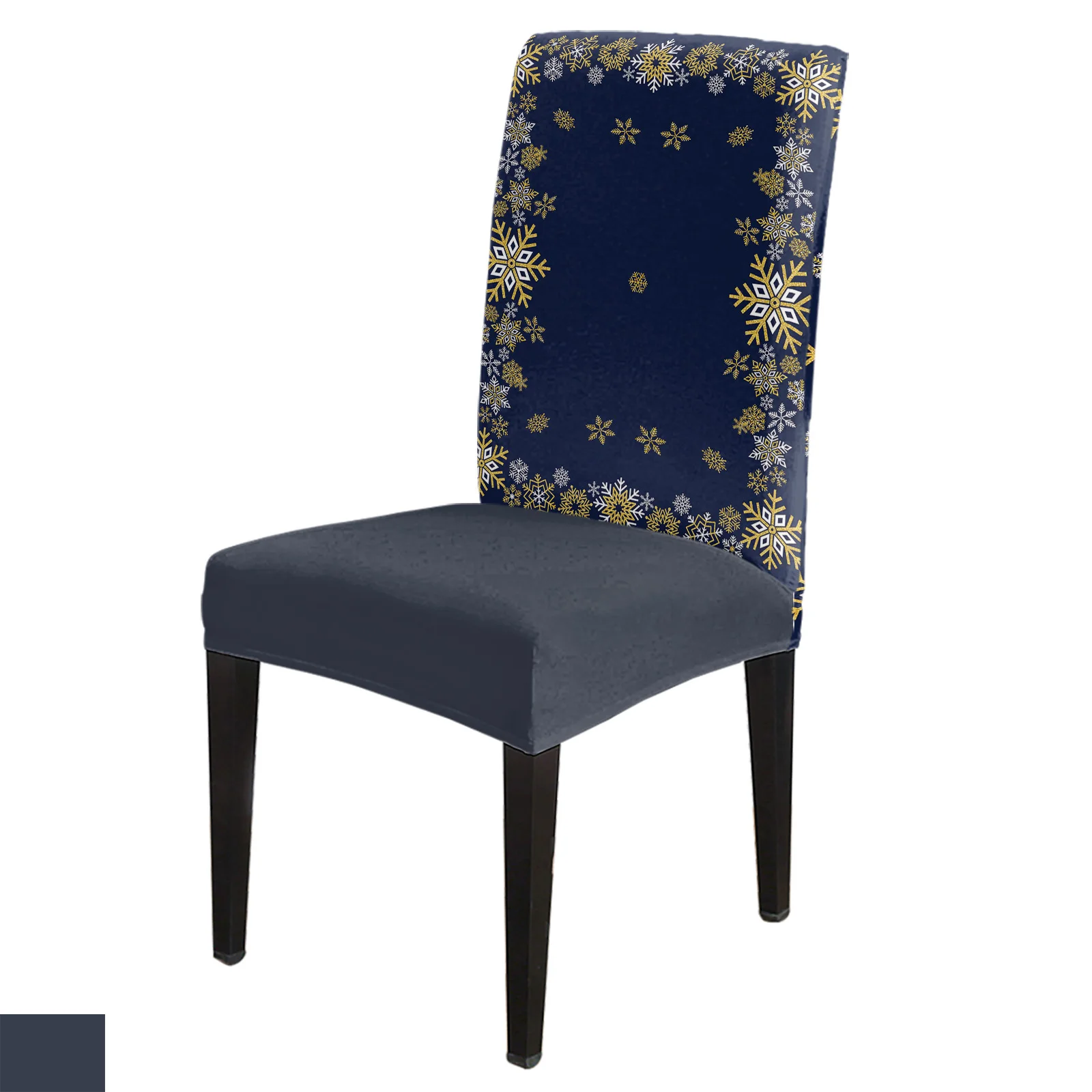 

Christmas Winter Snow Blue Gold 4/6/8PCS Spandex Elastic Chair Case For Wedding Hotel Banquet Dining Room