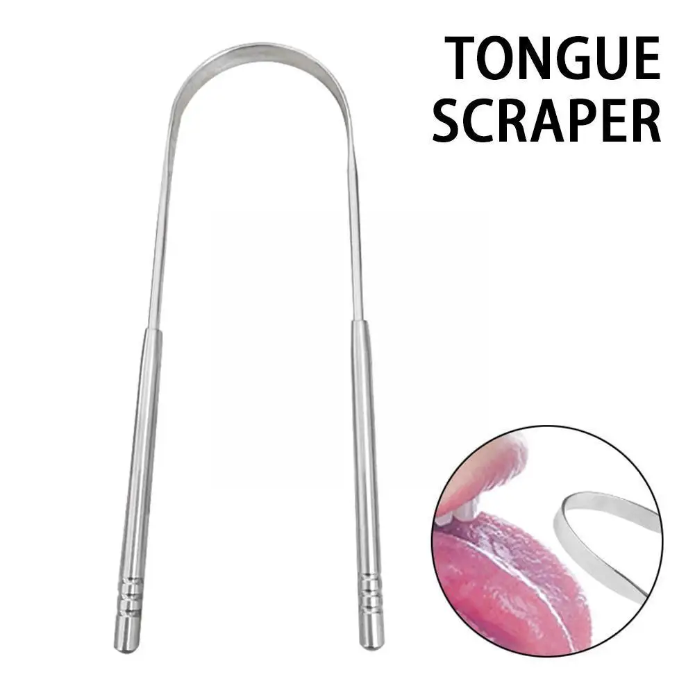 High Quality Stainless Steel Tongue Scraper Cleaner Breath Fresh Tongue Tools Toothbrush Coated Oral Hygiene Care Cleaning S0V5