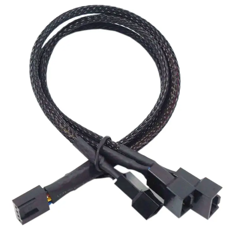 Cylarix PWM Fan Splitter Cable PC 4Pin 1 to 4 Ways Fan Power Extension Adapter Cable Black Sleeved Braided Cable 27cm/10.5 inche - Image 8