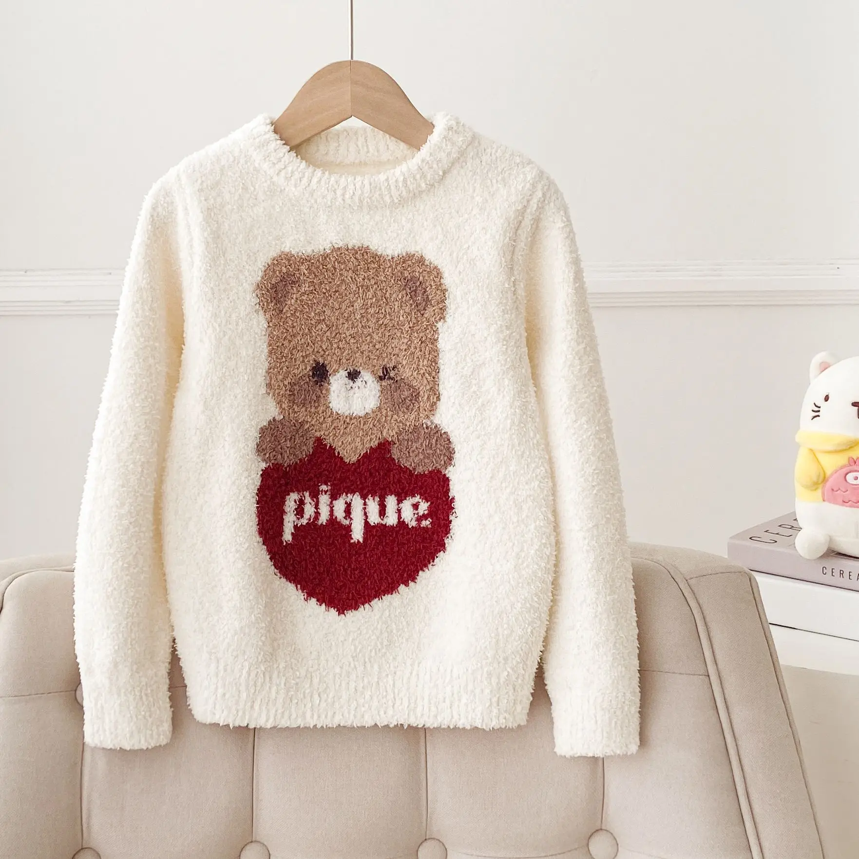 Gelato Pique Homme 가을, 겨울 새로운 귀여운 작은 하트 베어 패밀리 키즈 홈 의류 잠옷 Sui Theattech Long Johns