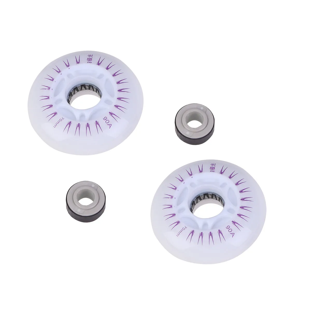 2개 롤러 스케이트 휠 70mm PU 90a 하드 아웃도어 플래시 변색 휠 인라인 ..