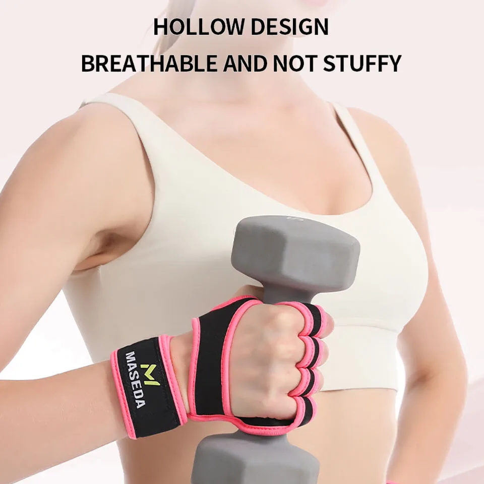 피트니스 손바닥 보호대 장갑, 미끄럼 방지 내마모성 풀업 바벨 역도 반 손가락 운동 장갑, 1 쌍