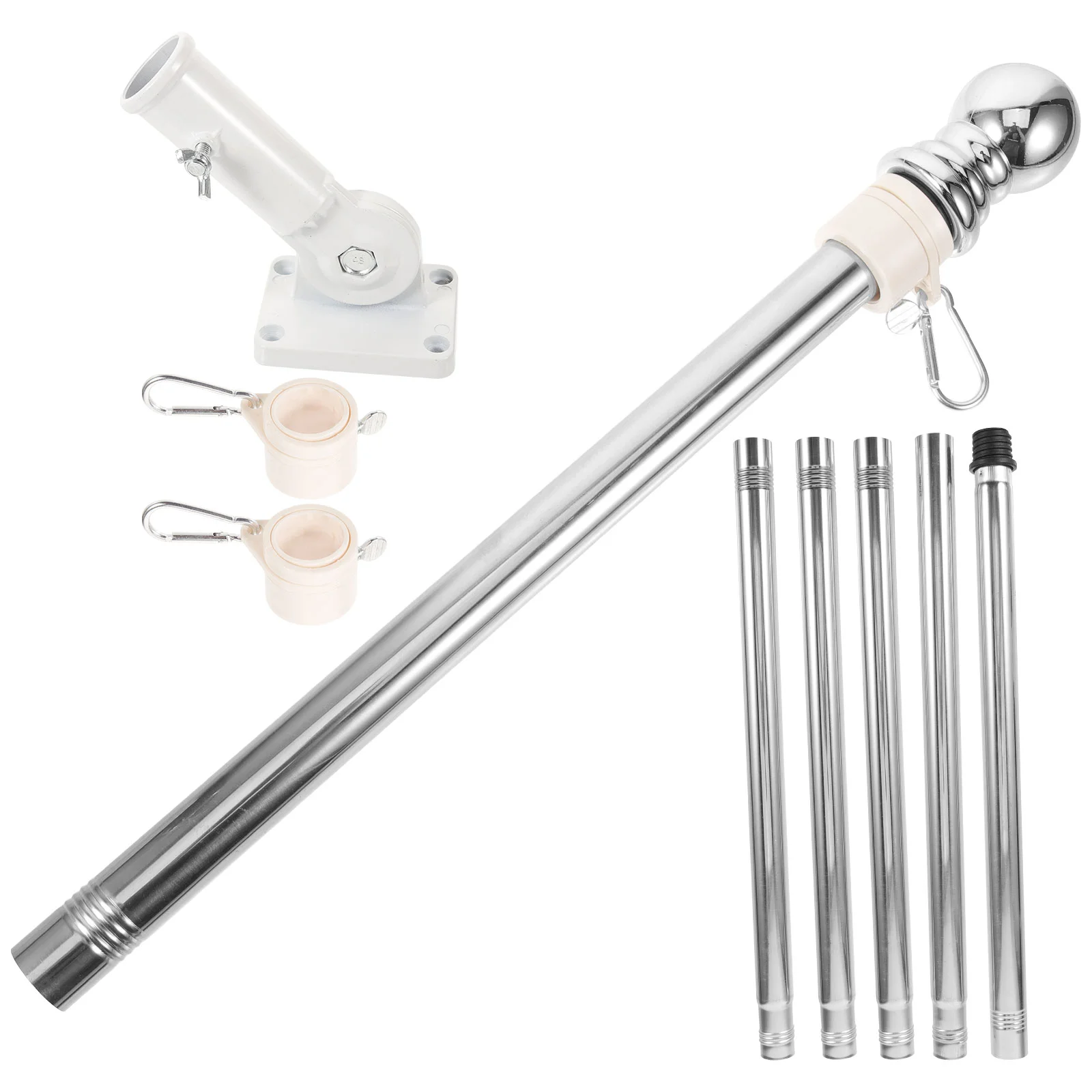 

1 Set Flag Pole Adjustable Mount Bracket Courtyard Flag Holder Aluminum Alloy Flag Pole with Bracket