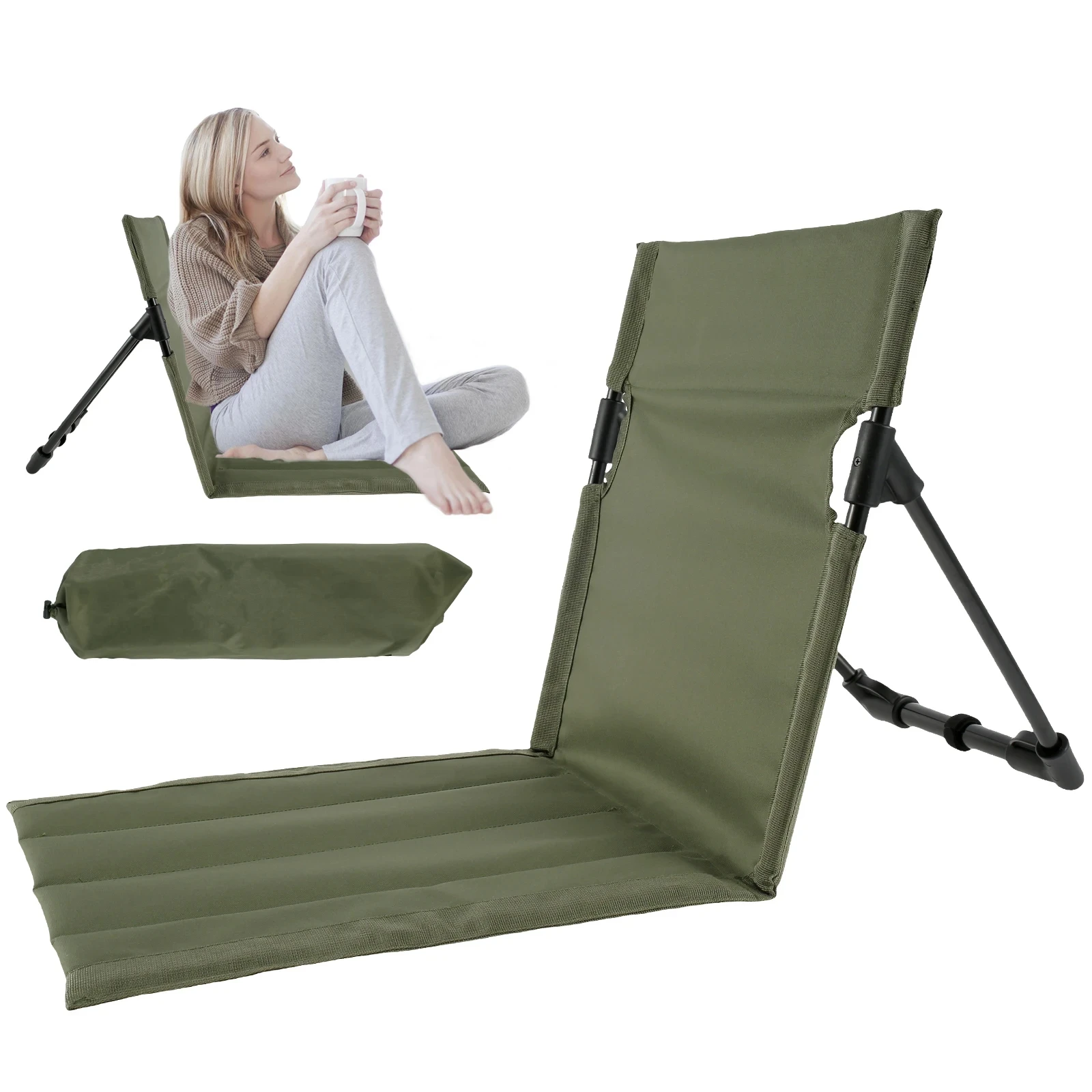 Chaise pliante camping paresseuse avec coussin dossier pêche barbecue plage pique-nique