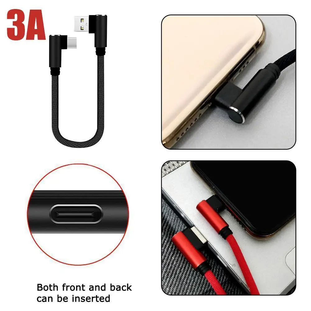 Usb-кабель для быстрой зарядки, 3 А, 25 см, 90 градусов