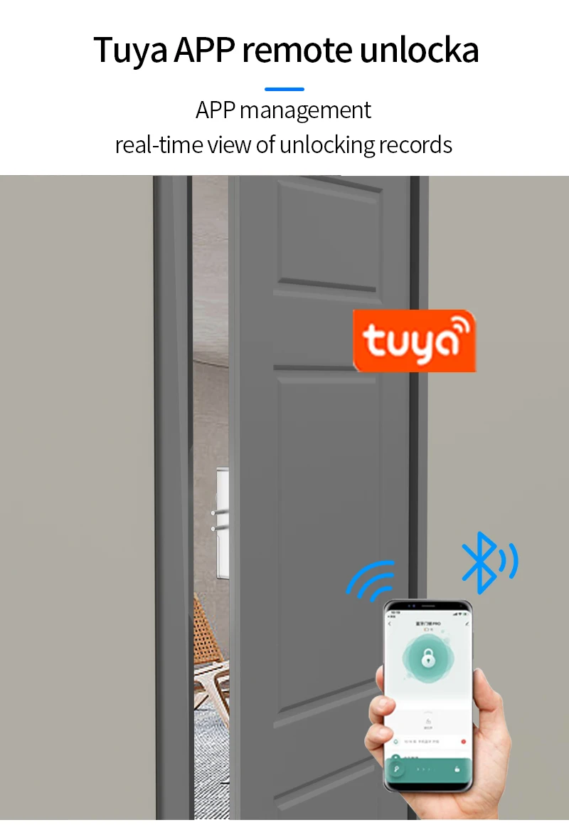 Tuya Smart Door Lock Indoor Invisible Wood Door Magnetic Lock IC Card APP Remote