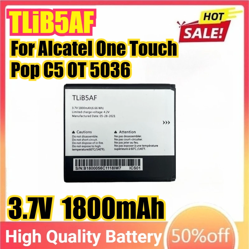 TLiB5AF Batteria Per Alcatel One Touch Pop C5 OT 5036 5036D 5037 5037D Capacità Batterie Del Telefono Mobile Bateria