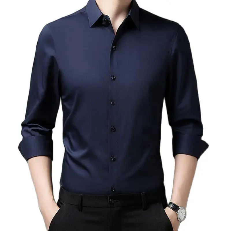 

Men's Long sleeves Shirt Slim pure color shirt Men's casual suit shirt