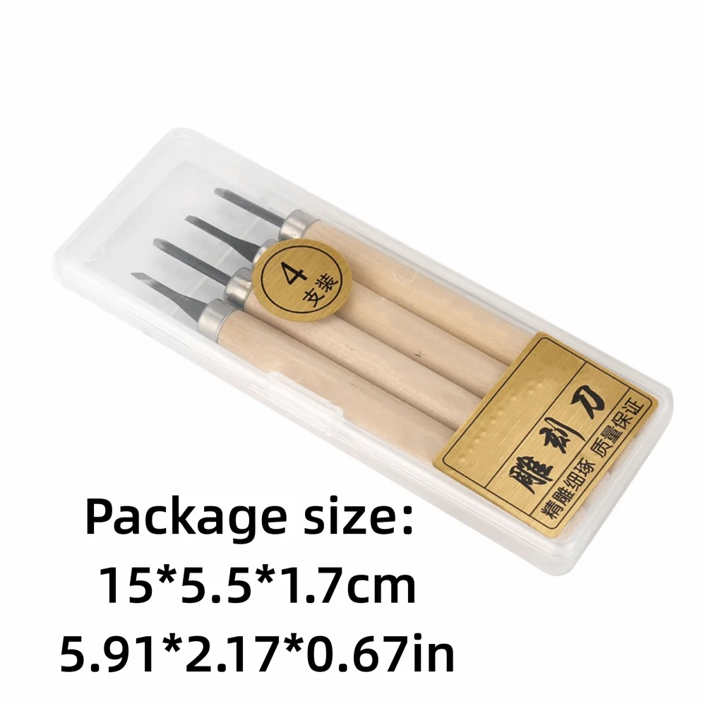 4PCS 강철 목공 칼 수동 연마기 소형 평면 목공 칼 삼각형 그레이버 사선형 원형 조각 도구 세트
