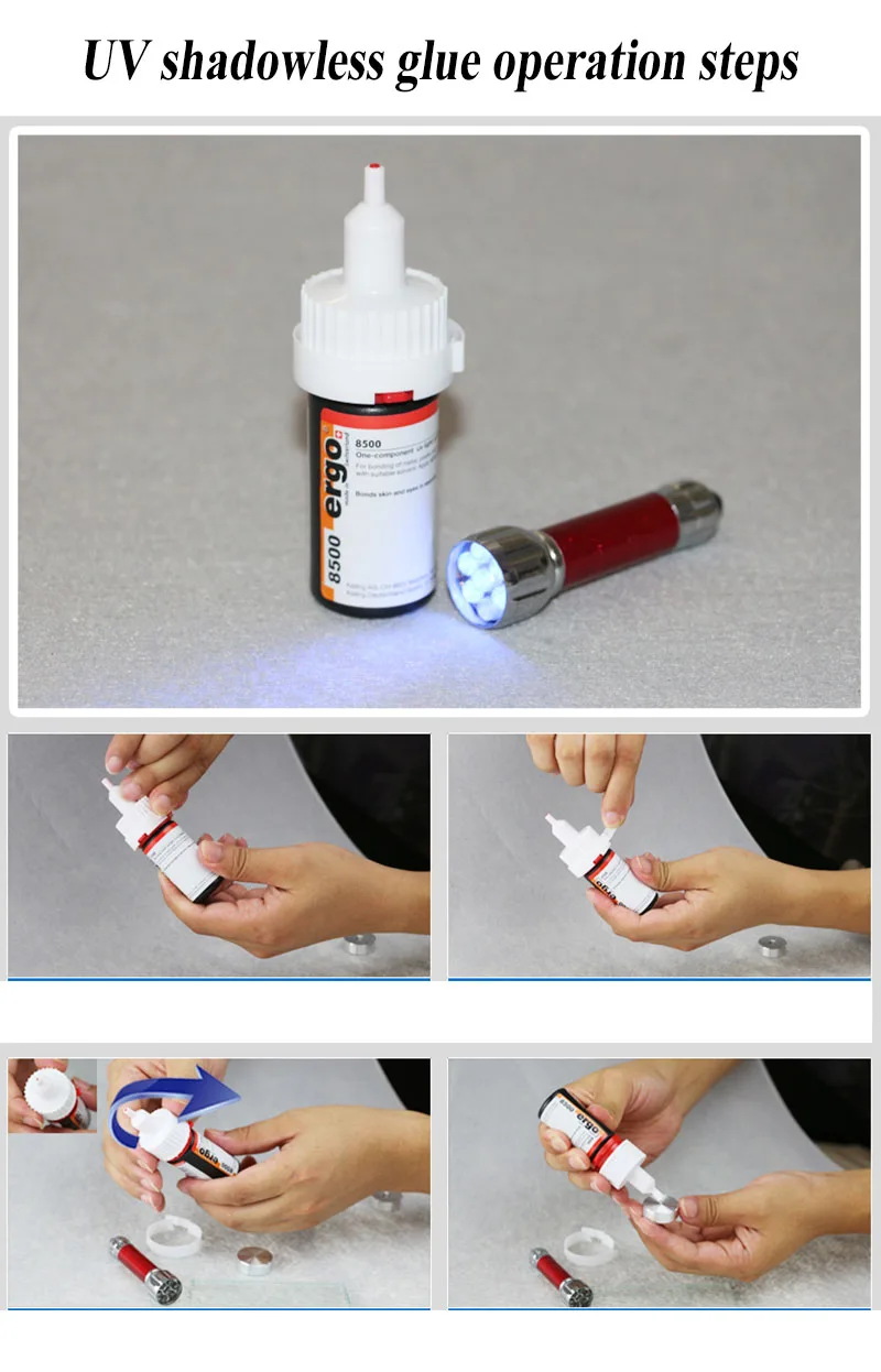 20g Ergo 8500 Adhesive Crystal Glass Metal Acrylic Special Ultraviolet  Strong Shadowless UV Glue Quick-drying