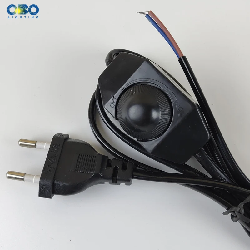 Versatile EU Plug with Dimmer Switch - 1.7M Black/White Lamp Cable for Table and Floor Lamps (110-220V)