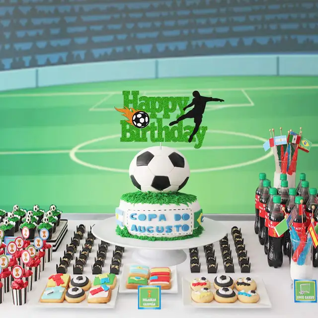Decorazioni Torta Calcio - Set 4 Pezzi Con Pallone, Scarpe E 'Happy Birthday'