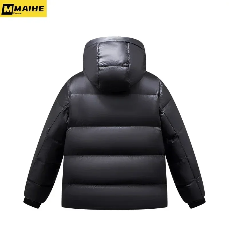 Kpo-p Black Gold Light Light Down Jacket For Men And Women Winter High-end Luxury Brand Hooded Padded Coat Short Windproof Parka