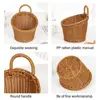 Imitation Rattan Kitchen Storage Basket Home Decoration with Handle Hand-woven Hanging Baskets Vegetable Fruit Flower Brown 3