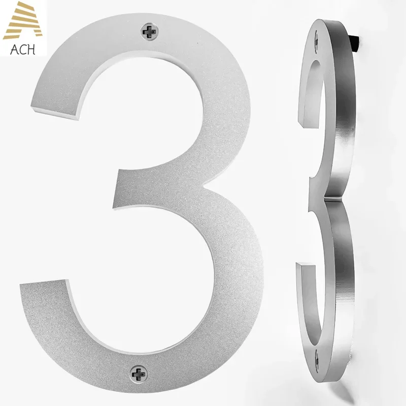 House Number Signs House Numbers Number Plate 20cm Floating House Numbers 8 Inches Outdoor Street Address Sign Plates Big Door Numbers For Yard Mailbox 0-9 Black Silver