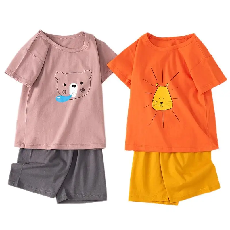 

Summer Kids Clothes New Casual Cotton Short Sleeve Tee Shirt Short Pants 2 Pcs Toddler Boys Girls Cartoon Costumn