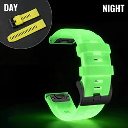 Luminous Silicone Watch Band with Quick Fit Adjustment - QuickFit 26mm (Yellow)