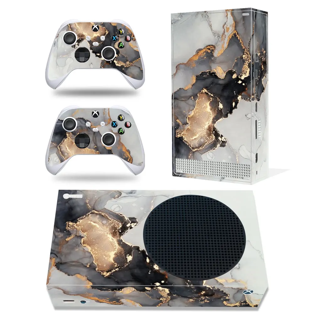 스킨 스티커 파도 디자인 탈착식 커버 PVC 비닐 Xbox 시리즈 S 콘솔 및 컨트롤러 2개와 호환 가능