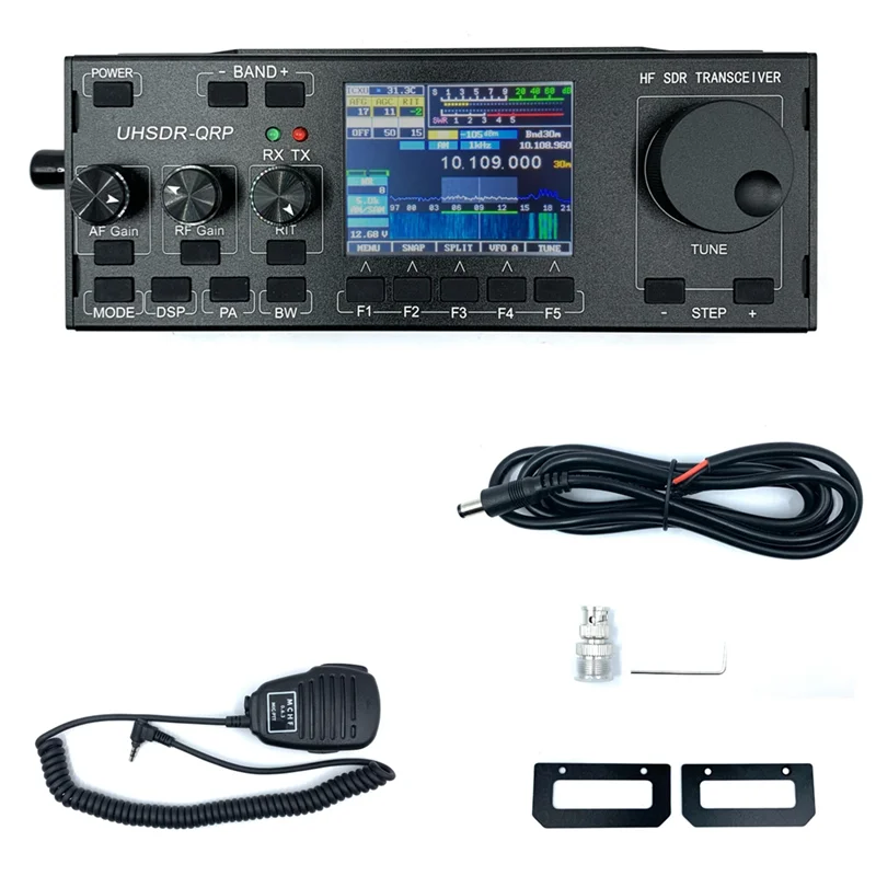 IngeniousMCHF V0.6.3 HF SDR 송수신기 QRP 송수신기 전원 공급 장치 + 마이크가 있는 아마추어 햄 라디오 EU 플러그 세련된